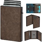 GAOCHALE Wallet for Men Pop up Card Holder, Smart, Slim, Minimalist Design for Front Pocket, Premium RFID Blocking, 10-14 Card Capacity | ID Window | Cash Slot(Gradient Light Brown)