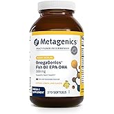 Metagenics OmegaGenics Fish Oil EPA-DHA 300-180 mg EPA & 120 mg DHA per Softgel - Supports Heart, Brain, Eye, Joint & Immune Health* - Non-GMO, Gluten-Free - GMP Certified Facility - 270 Softgels
