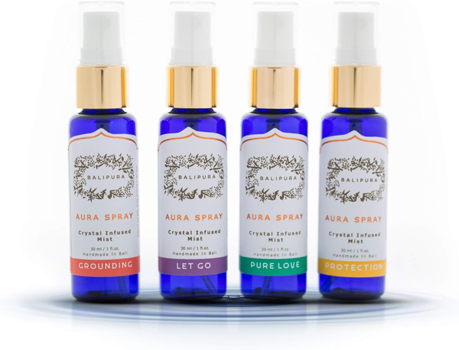BALIPURA, Aura Spray Mix Sets, 4 pcs in Pack Gift Set for Women and Men, Infused Crystal with Organic Essential Oils