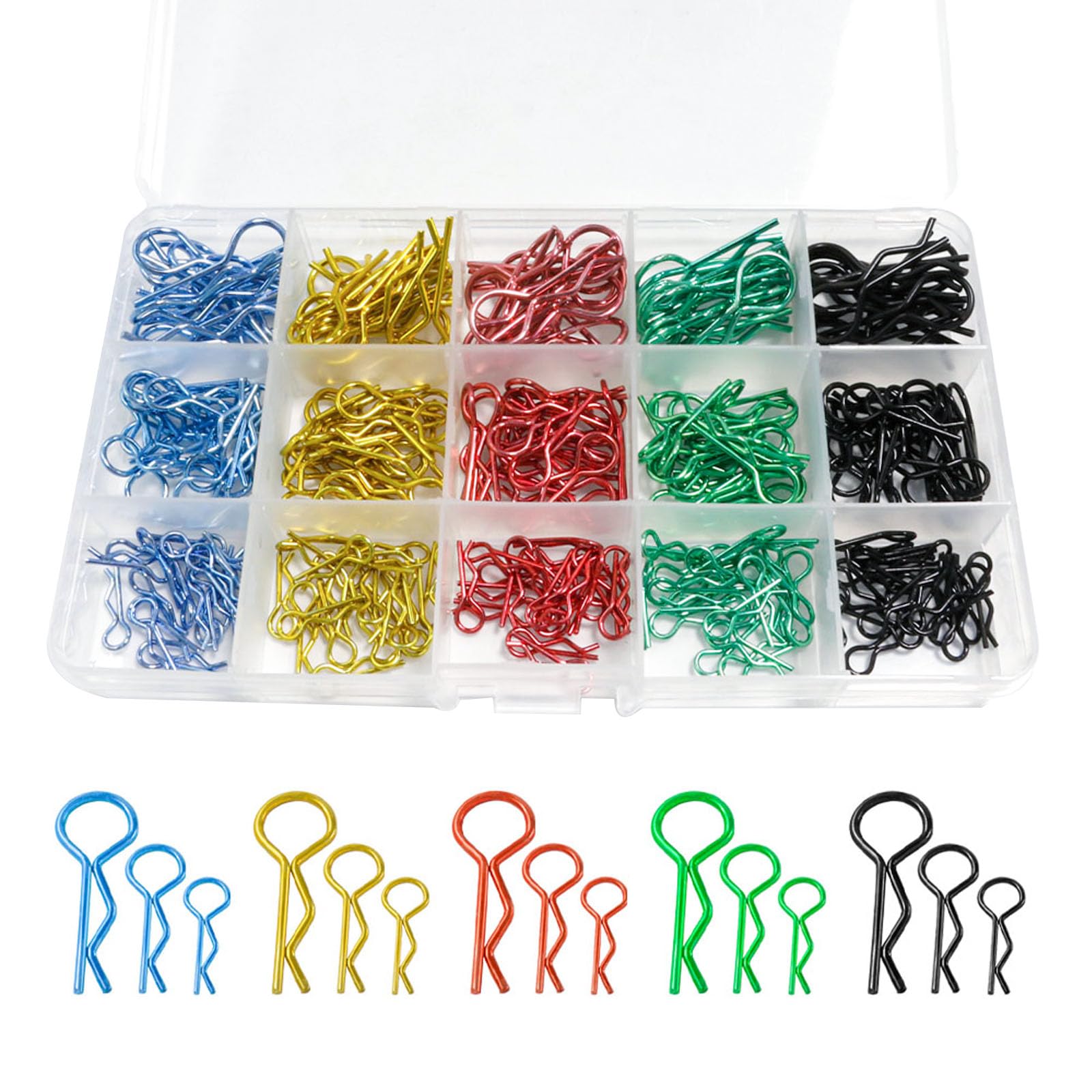 Nuofany 310pcs Universal RC Body Clips - Steel R Clips - Stainless Steel - All 1/8 1/10 1/12 1/14 1/16 1/18 Scale Traxxas Redcat HPI Himoto HSP Exceed RC Car Parts Truck Buggy Shell Replacement