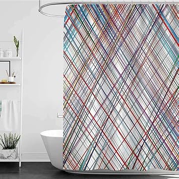 Bathroom Supplies Accessories Geometric Shower Curtain Rainbow