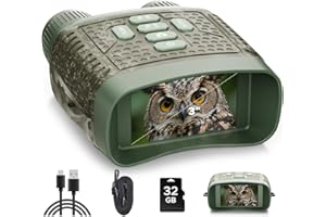 VOOPEAK Night Vision Goggles, 4K Night Vision Binoculars, 3'' HD Screen & 10X Digital Zoom, 5000mAh Battery and 32GB TF Card, 1500FT Viewing Range for Camping & Security