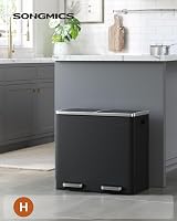 SONGMICS Dual Rubbish Bin 2-Compartment 24 L Each with Soft Close Lids view 2