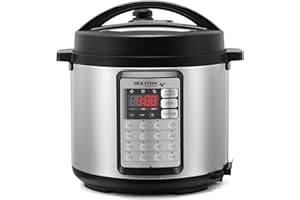 Holstein Housewares 6.3 Quart Digital Multi Cooker - 7-in-1 Functions, Stylish Black Stainless Steel, Effortless Versatility for Gourmet Cooking at Home.