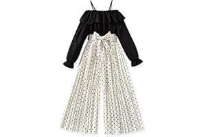 HIHA Girls Off The Shoulder Jumpsuit Pleated Pants Set Fall Winter Outfit Size 6-12