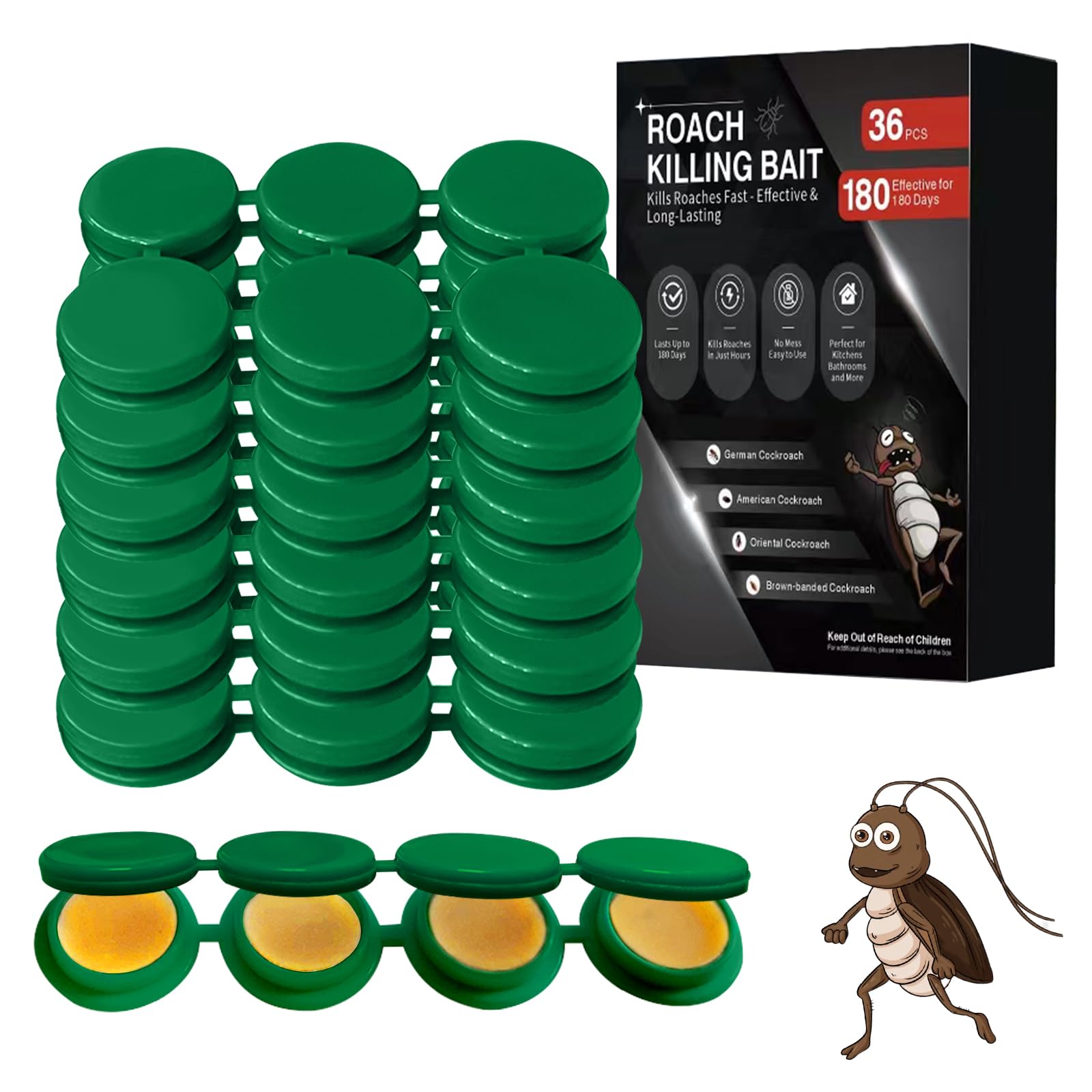 Photo 1 of 36 Pack Cockroach Gel Bait, Highly Effective Roach Killer Indoor Infestation Solution, Fast Acting Cockroach Killer Indoor Home Kitchen Use, Easy to Apply & No Mess Roach Bait, Long-Lasting