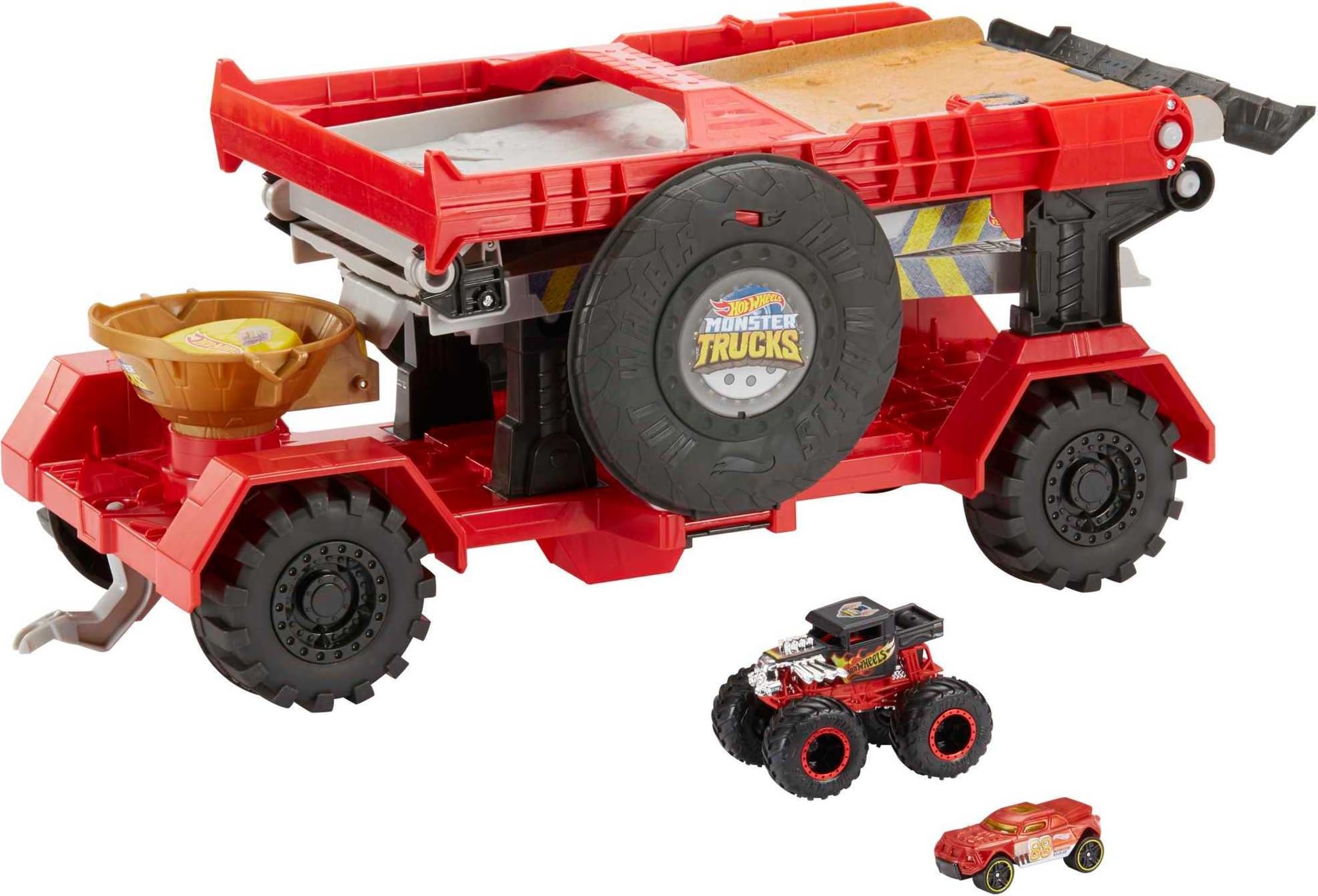 Hot Wheels Monster Truck Downhill Race & Go Track Set, incluye Hot Wheels Monster Truck y Car, juguetes para niños de 4 a 8 años