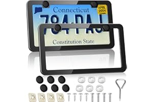 RYHYC License Plate Frames Cover 2Pcs Matte Black Rustproof Stainless Steel Licence Plate Holder for Front Rear,Universal Car Accessories for Most Cars