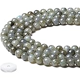 NUKAYAI Natural Labradorite Beads 100Pcs 8mm Crystal Beads Round Grey Moonstone Bead for Bracelet Necklace Earrings Jewelry Making