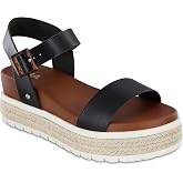 MIA Women's Kiera Platform Sandals, Espadrille Raffia Sole