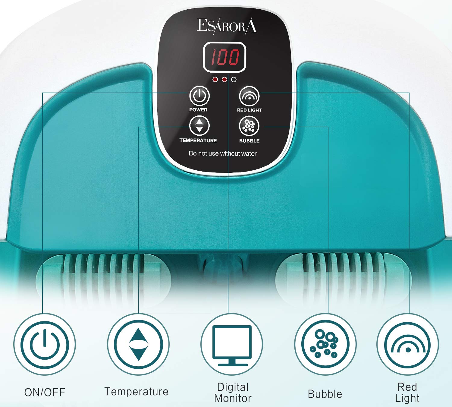 Foot Spa, ESARORA Foot Bath Massager with Heat, Bubbles, Pumice Stone, Medicine Box, Temperature Control, Red Light, Ergonomic Massage Rollers and Acupressure Massage Points, Soothe & Relax Tired Feet: Beauty