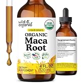 USDA Organic Maca Root Liquid Drops for Men &amp; Women - Peruvian Maca - 4oz | Mood &amp; Active Lifestyle Support - Peruvian Maca Tincture - Add to Tea - Vegan, No Sugar &amp; Alcohol-Free Supplement