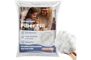 RAINFLOW 7.05oz Polyester Premium Fiber Fill- Polyester Fiber Fill,Stuffing for Pillow,Small Dolls,Cushion,Craft and Stuffed Animals,pp Cotton Stuffing for DIY Craft,Recyclable