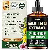 Fidus Mullein Drops for Lungs & Lymphatic Drainage – 7 Herb with Echinacea, Oregano, Ginger, Elderberry, Marshmallow Root & Thyme– Lung Detox for Smokers– Respiratory & Immune Support, 4 fl oz