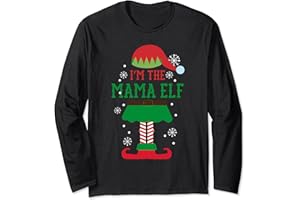 MAMA ELF LONG SLEEVE CHRISTMAS T-SHIRT Mama Elf Long Sleeve Christmas Shirt with Snowflakes