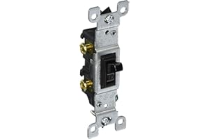 Leviton 15 Amp, 120 Volt, Toggle Framed Single-Pole AC Quiet Switch, Residential Grade, Grounding, 1451-2E, Black