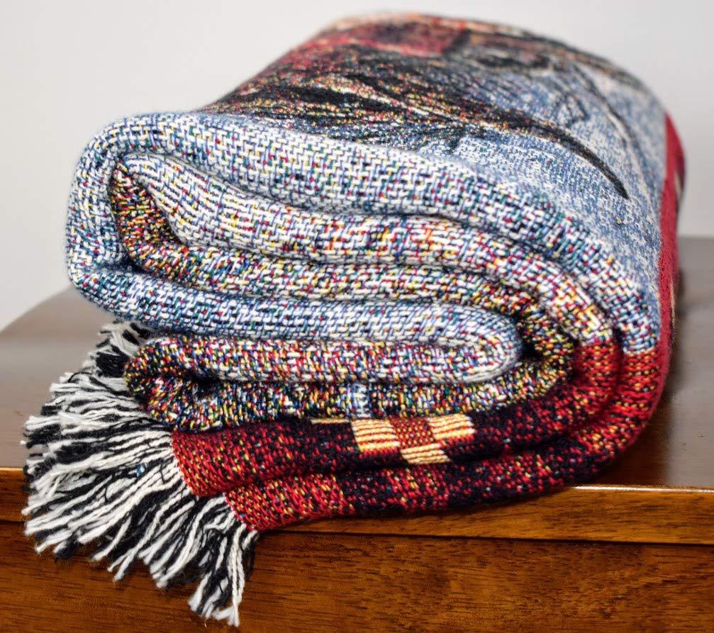 Pure Country Weavers Woven Tapestry Camp Throw with Fringe Cotton USA
