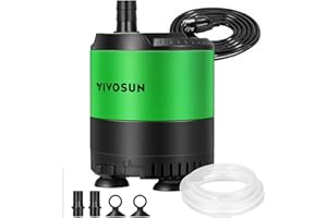 VIVOSUN 210 GPH 10W Submersible Water Pump, with Adjustable Water Flow, 4.9ft Tubing, Additional Ceramic Shaft, and Outlet Ad