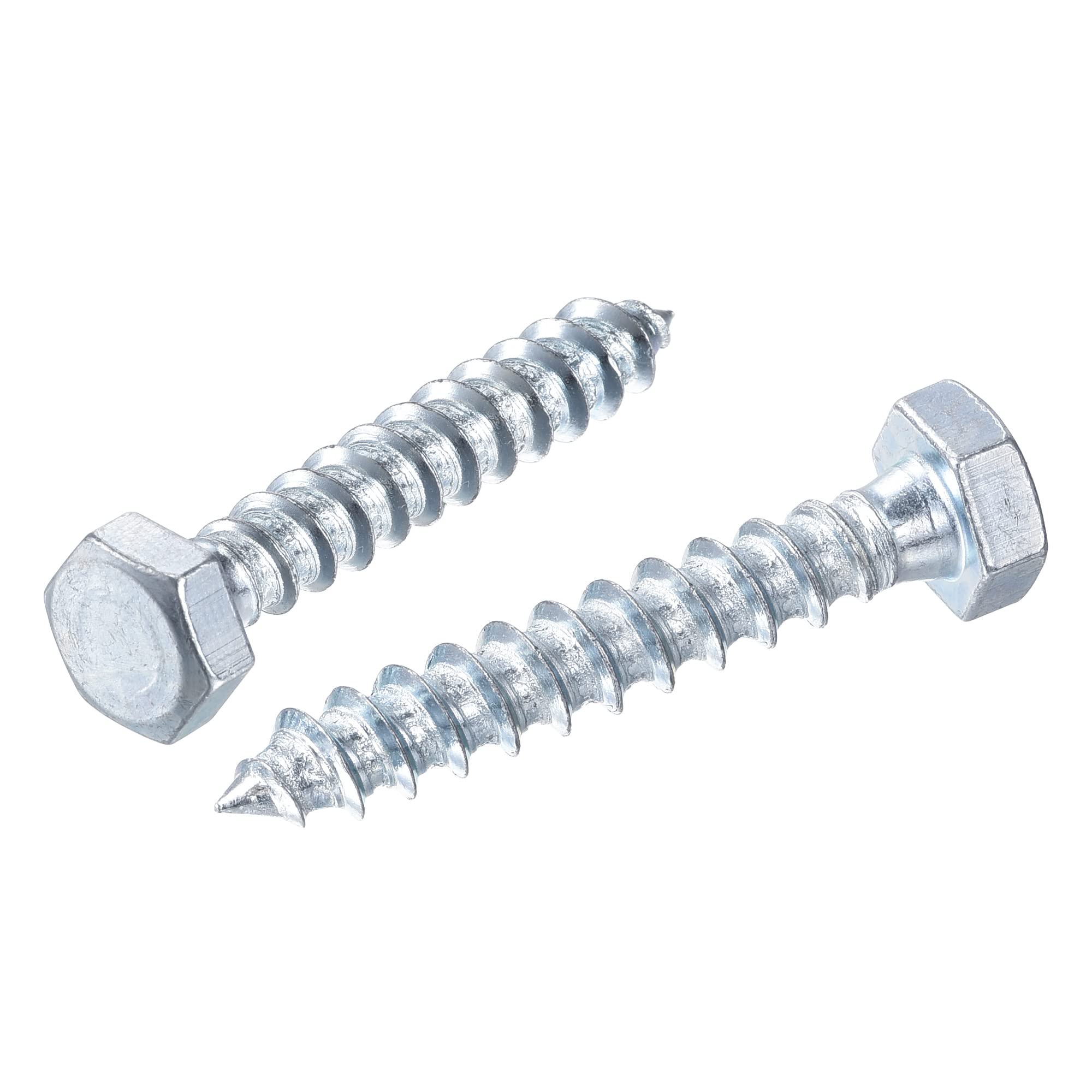 sourcing map Hex Lag Screws, M8 x 60mm Carbon Steel Zinc Plated Full Thread Self-Tapping Bolts for Wood Screw 25Pcs