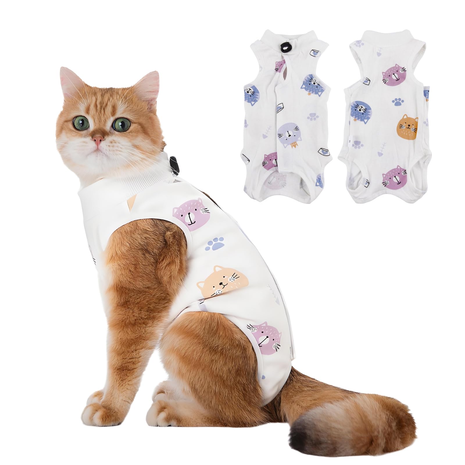 Cat Professional Recovery Suit，Body Suits for Abdominal Wounds or Skin Diseases，E-Collar Alternative for Cats, Onesie Cat Clothes After Surgery Collar & Cone Alternative — image 1