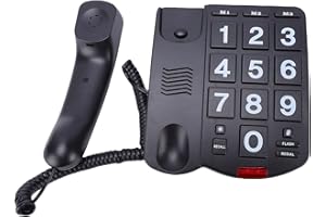 Zunate Large Key Corded Landline Phone for Seniors, 110dB Loud Ringer with Flashing Indicator, 3 Speed Dial Buttons, Redial F