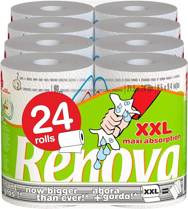 Rolo de Cozinha Duplo Decorado - 12 pacotes de 2 rolos - Total de 24 rolos