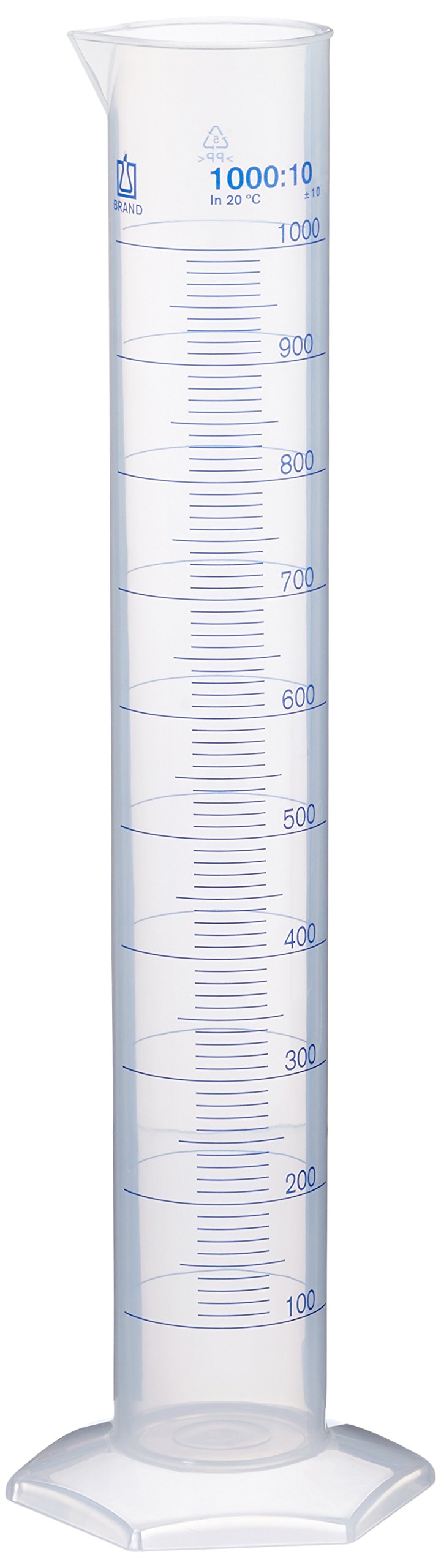 neoLab E-1616 Measuring Cylinder, Tall Shape, 1000 ml / 10 ml Polypropylene, Hexagonal Base
