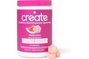 Create Creatine Monohydrate Gummies for Men & Women - Boost Focus, Strength, and Endurance, Anti-Melting Formula, Vegan, Gluten-Free, Non-GMO, 1.5 Gram Creatine per Gummy (Watermelon, 90 ct)