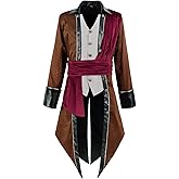 Men's Medieval Steampunk Jacket Pirate Viking Renaissance Costume Victorian Halloween Tuxedo Coat