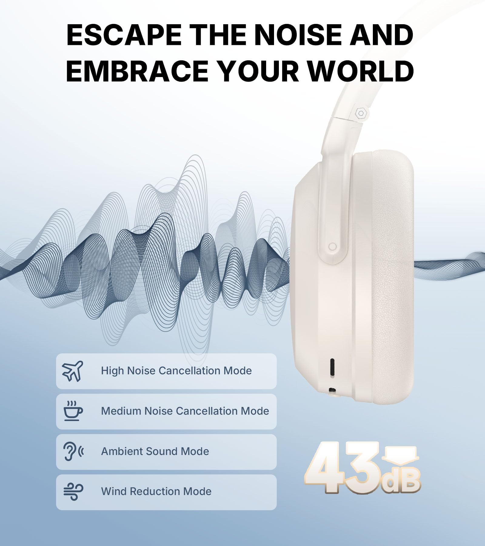 Edifier WH700NB Pro Kabellose Over-Ear Kopfhörer mit -43dB Aktiver Geräuschunterdrückung, Hi-Res Audio, AAC, Bluetooth V5.4, Multi-Point-Verbindung, AI-Klare Anrufe, Schnellladung, Faltbar - Elfenbein 3