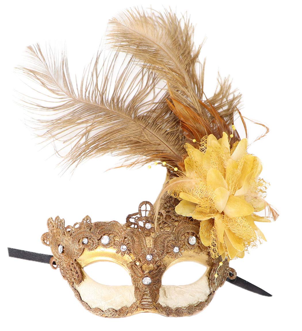 Womenu0027s Feather Masquerade Mask Venetian Halloween Mardi Gras 