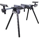 Evolution Power Tools EVOMS1 Compact Folding Miter Saw Stand with Quick Release Mounting Brackets, Rollers, and End Stops, Black