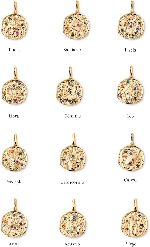 - Amuleto do Zodíaco das Cores Orgânicas. Pendente em latão com acabamento banhado a ouro 18kt. Pendente combinável com colar. Joalharia feminina. Gémeos