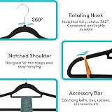 LIVEL 20 Non Slip Velvet Hangers Heavy Duty 360° Swivel Hooks Black view 3