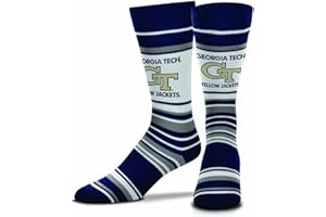 For Bare Feet Collegiate University Striped Dress Socks, One Size Fits Most Footwear for Men Women Youth, Game Day Apparel