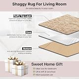 Aspire Homeware Beige Fluffy Rug 200x290 cm Large Shaggy Plush Carpet view 3