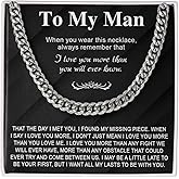 Chiside To My Man Necklace, Husband Necklace From Wife, Necklaces Gift For Boyfriend From Girlfriend, Valentine Christmas Birthday Gift For Him, Cuban Link Chain Necklaces With Message Card For Men