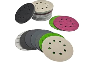 Autkerige 5 Inch Sanding Discs 70pcs Hook and Loop 8 Holes Wet Dry Sandpaper with 1pcs Interface Pad, Grit 600 800 1000 1500 2000 3000 5000
