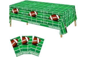 Lemicin 3 Pack Football Field Tablecloth 54 x 108 Inch Disposable Plastic Football Tailgate Games Party Touchdown Table Cover for Birthday Party Decoration Picnics Dining Outdoor Indoor