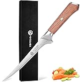 YOTSUBA Fillet Knife, 7 Inch Fish Knives for Filleting, Razor Sharp High Carbon Steel Boning Knife with Ergonomic Rosewood Handle, Ideal Gift for Family and Friends