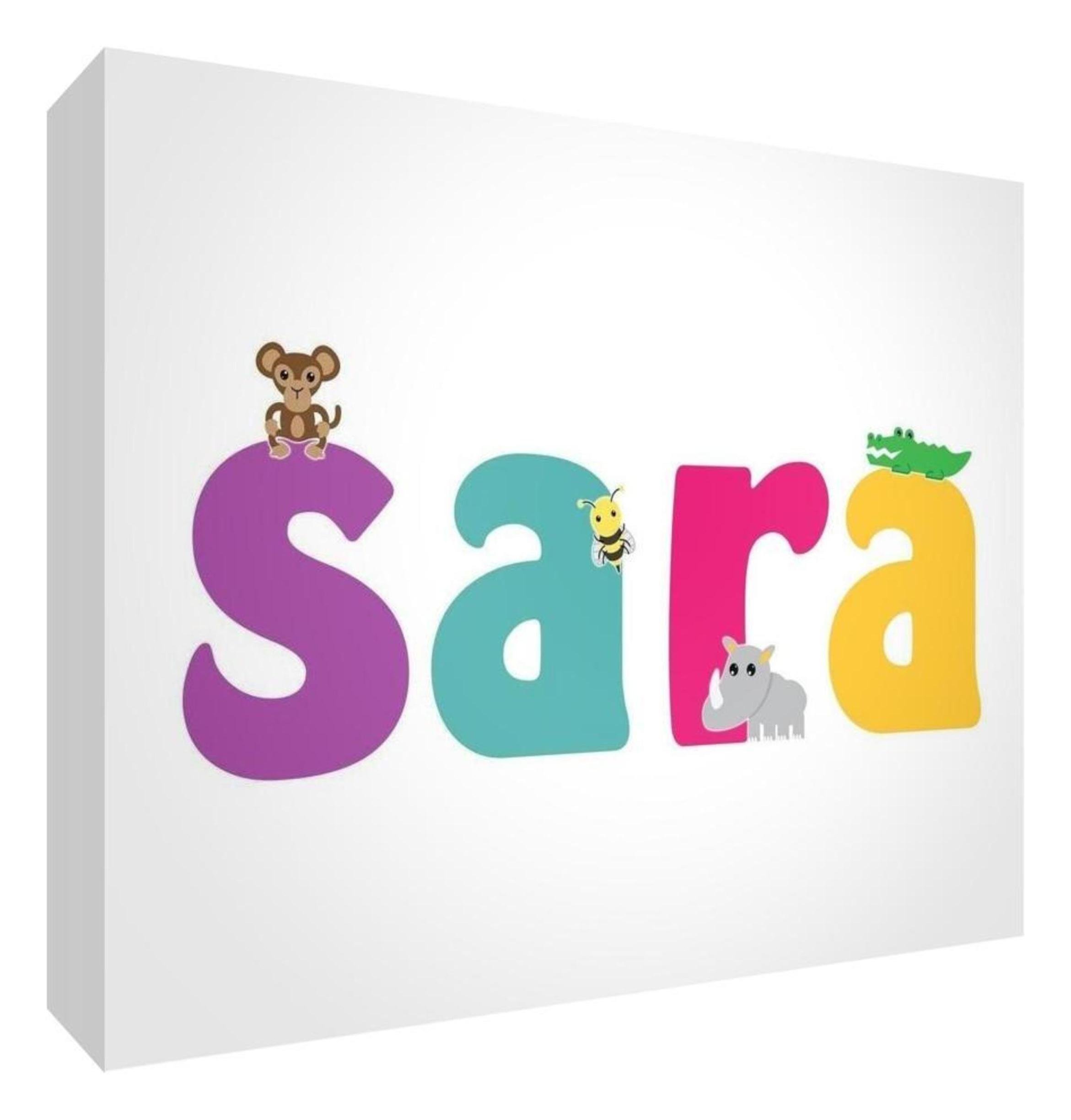Little Helper LHV-SARA-515BLK-15IT Decorative Panel Newborn/Christening Gift Idea, Personalised Design with Sara Girl Name 7.4 x 10.5 x 2 cm multi-coloured