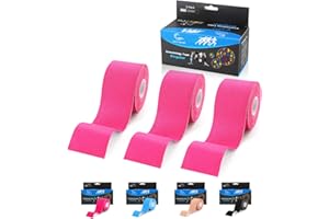 VITYELK (3 Pack) Kinesiology Tape, N.C.D Waterproof Muscle Tape for Athletes Shoulder Back Muscles Joints Sports Tape Athletic Elastic Fitness Patch 2 Inch×16.4 Ft (Pink)
