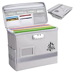 BALEINE Fireproof Document Box with Lock, Portable