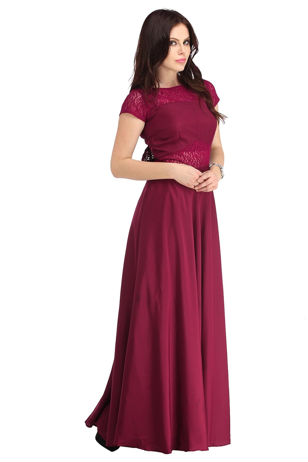 raas pr&ecirc;t women's crepe flared gown