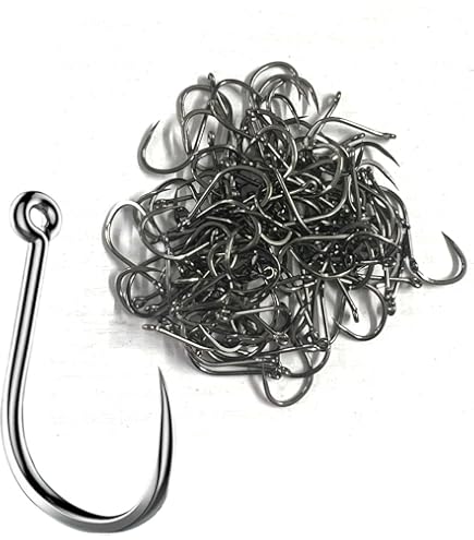 Hameçons Sans Ardillon Pour Carpe – Lot De 50 – Tiges Longues Incurvées – Tailles 2# à 10#