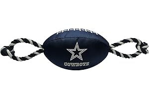 Pets First NFL Dallas Cowboys Football Dog Toy, Tough Quality Nylon Materials, Strong Pull Ropes, Inner Squeaker, NFL Team Color
