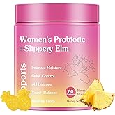 Tideon Her Juicy Feminine Probiotics Gummies for Women – Contains Slippery Elm, Supports pH Balance, Tropical Pineapple Flavor, Gut Health & Immune System, 60 Gummies