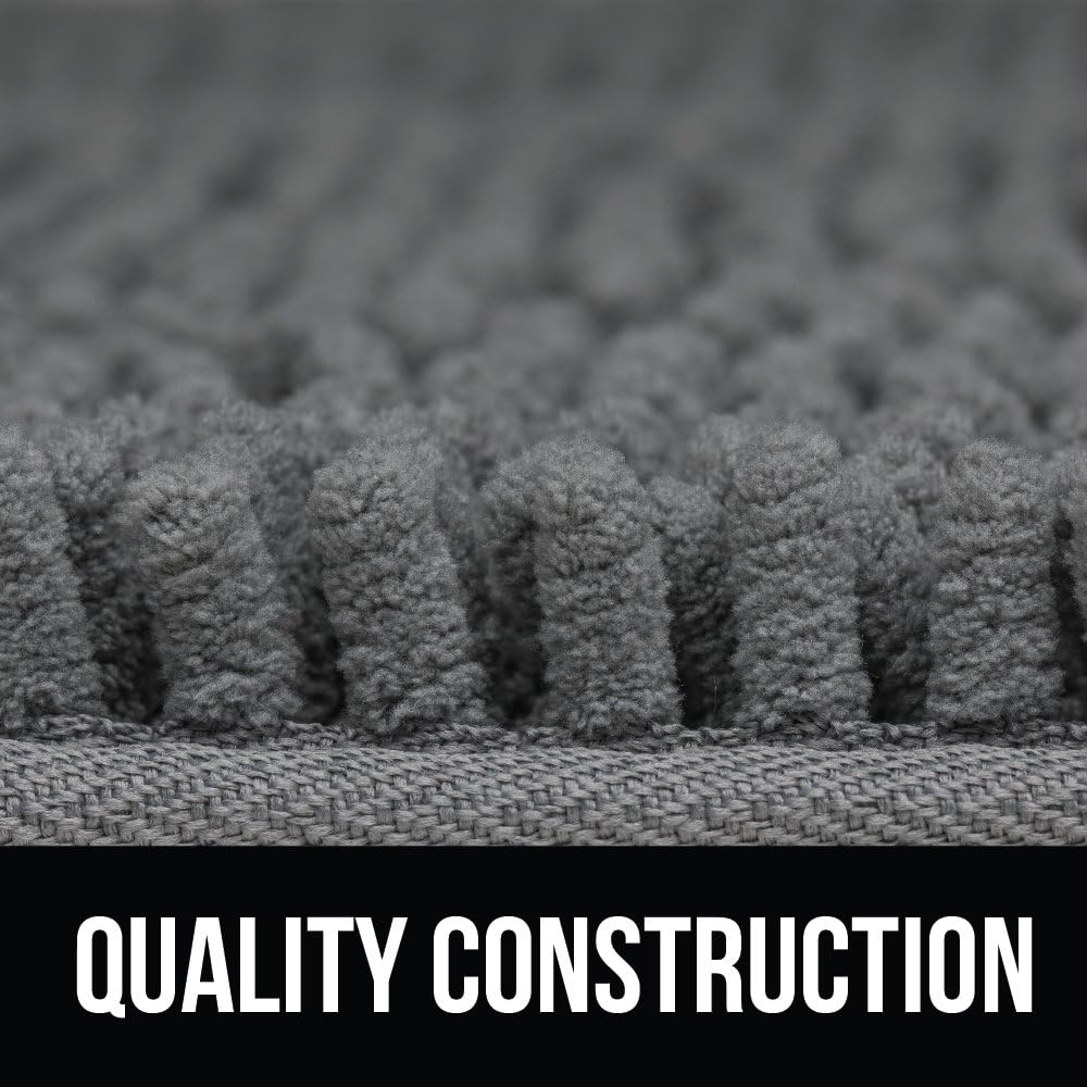 Kangaroo Plush Luxury Chenille Bath Rug, 60x24, Extra Soft and Absorbent Shaggy Bathroom Mat Rugs, Strong Underside, Plush Washable Carpet Mats for Kids Tub, Shower, Bathtub and Bath Room, Gray: Home & Kitchen