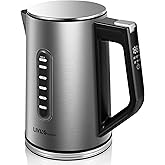 LIVINGbasics 1.7L Electric Stainless Steel Kettle, 6 Temperature Presets, 30min Keep Warm with LCD Display, Water Boiler, 150