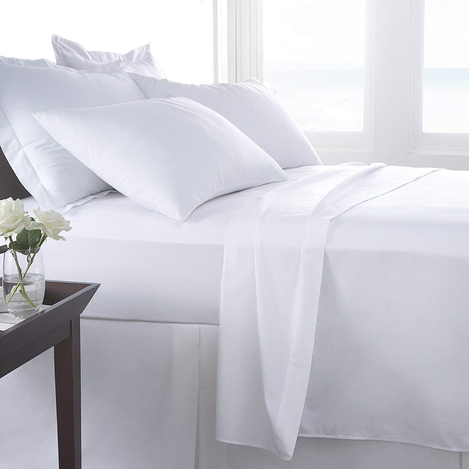 AmigoZone 400 Thread Count Egyption Cotton Extra Deep 16" (40cm) Fitted Bed Sheet, Single Fitted Sheet - White — image 1